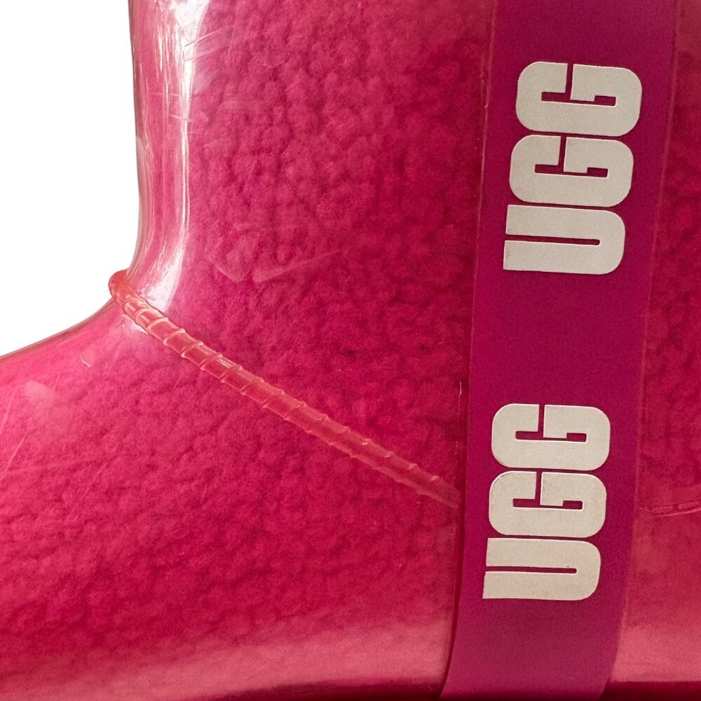 UGG Classic Clear Pink Mini Rain Waterproof Boot Womens Size 6 - Picture 14 of 16